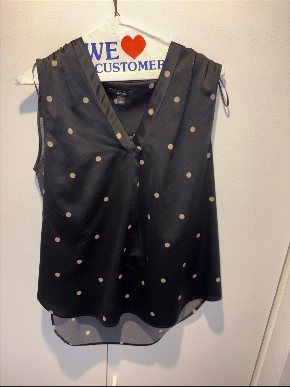 Alfani Black Polka Dot V-Neck Sleeveless Camisole